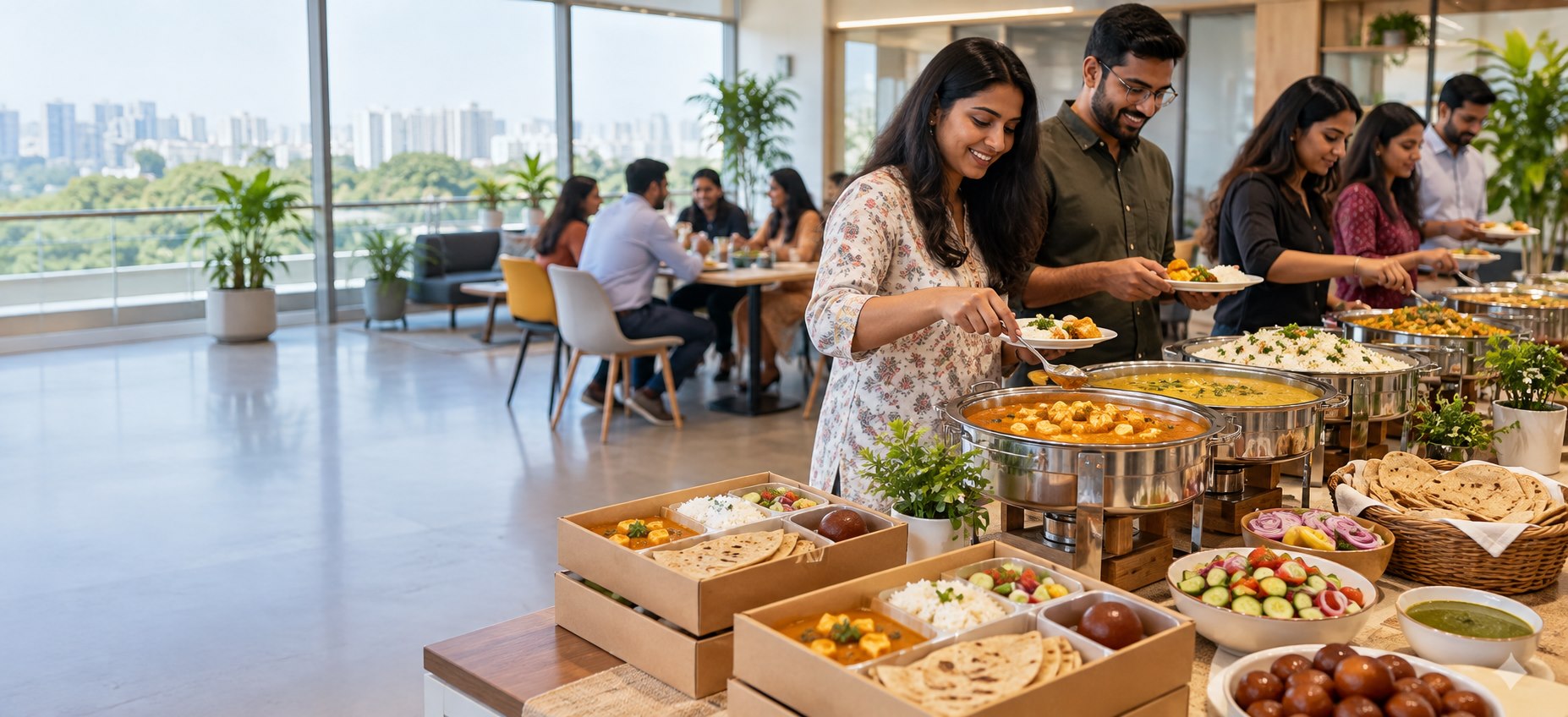 Vegetarian lunch catering for an office team