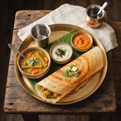 Masala dosa with sambar
